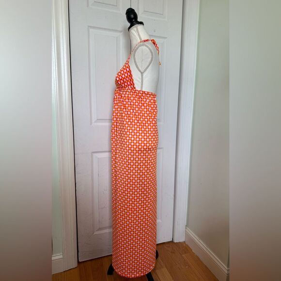 1970s Halter Neck Dress with Abstract Pattern - Picture 2 of 4